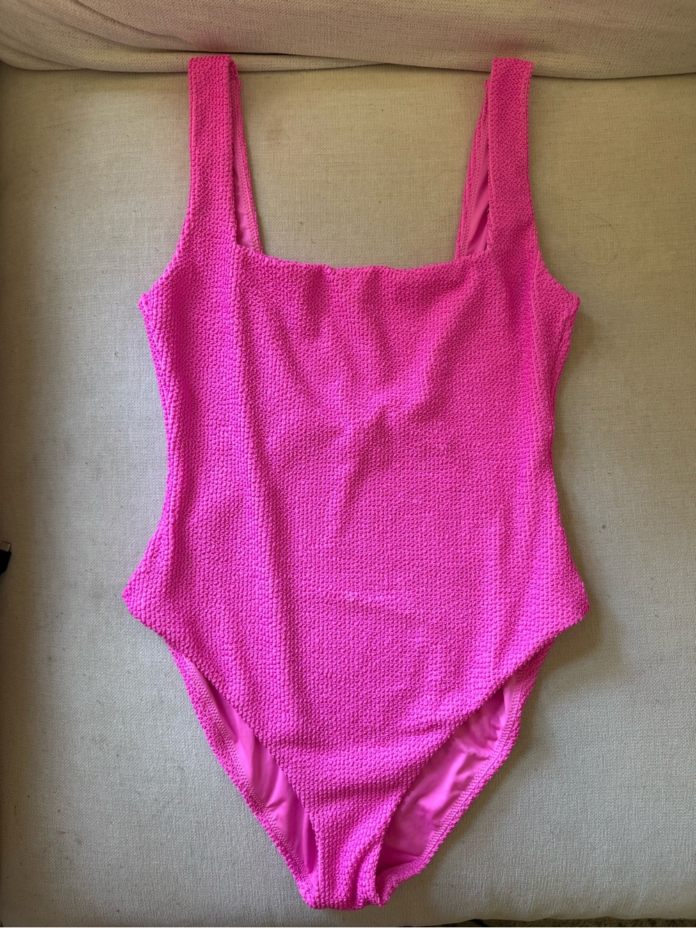 Show Me Your Mumu Pink The Scrunch Crinkle Square Neck One Piece Swimsuit - M